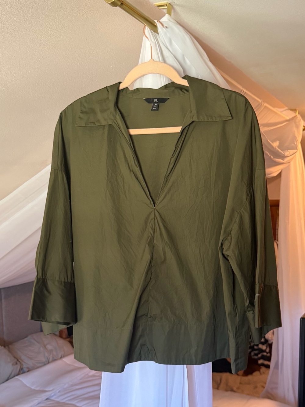 Banana Republic Olive Green Cropped Blouse